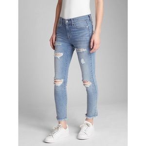 Gap Mid-Rise Skinny Ankle Jeans w/ Destruction